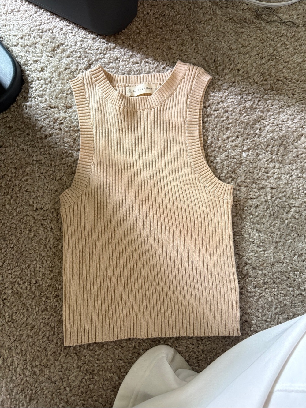 By Together Ribbed Knit Tank Top - Light Beige
